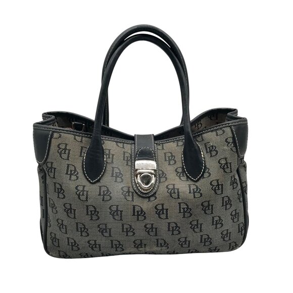 Dooney & Bourke Black Canvas & Leather Convertible Satchel With Wallets - Picture 1 of 11